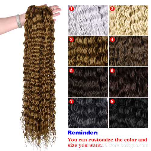 32inches Soft Long Ombre Deep Wavy Crochet Synthetic Braiding Hair Water Wave Kinky Curly Hair Synthetic Hair Extensions